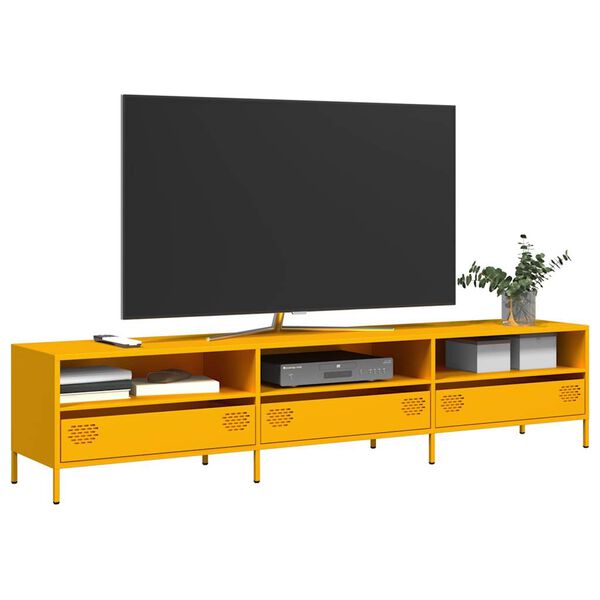vidaXL M&oacute;vel de TV 202x39x43,5 cm a&ccedil;o laminado a frio amarelo mostarda