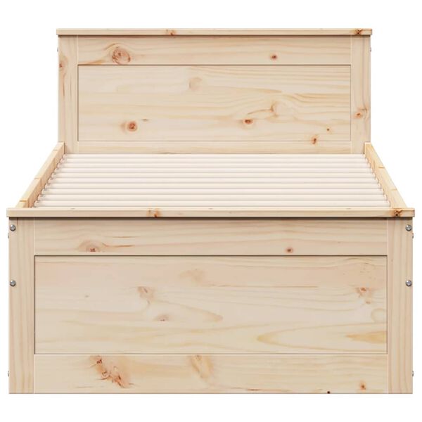 vidaXL Cama sem colch&atilde;o com cabeceira 90x200 cm madeira pinho maci&ccedil;a