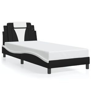 vidaXL Estrutura de cama Viana sem colch&atilde;o couro artif. 80x200 cm preto/branco