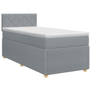 vidaXL Cama box spring com colch&atilde;o Cinzento-claro 90 x 190 cm Tecido