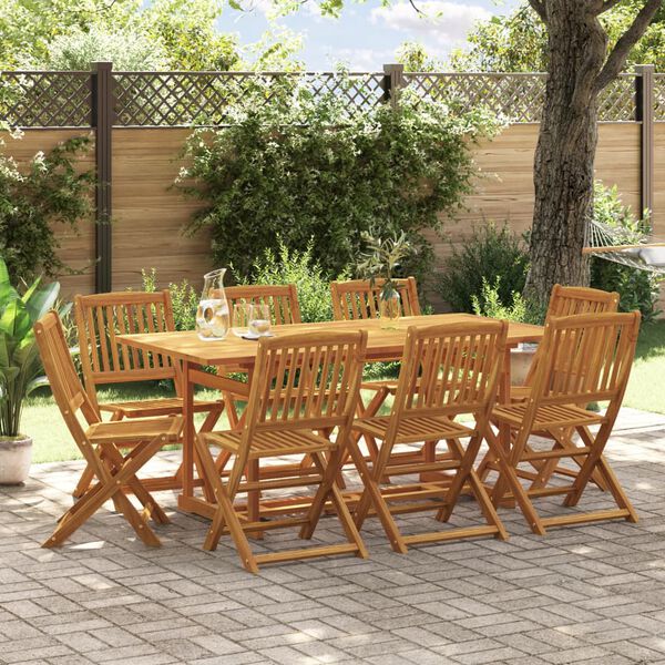 vidaXL 9 pcs conj. de jantar para jardim 180x90x75 cm ac&aacute;cia maci&ccedil;a