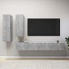 vidaXL 4 pcs conjunto de m&oacute;veis de TV derivados madeira cinza cimento