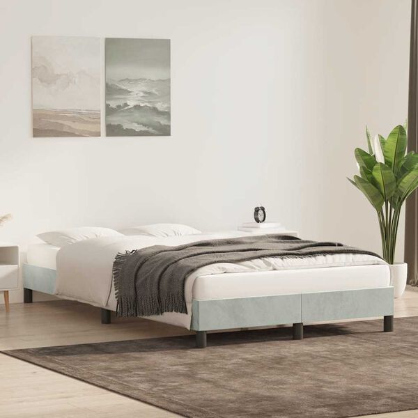 vidaXL Estrutura de cama sem colchão 80x220 cm veludo cinzento-claro