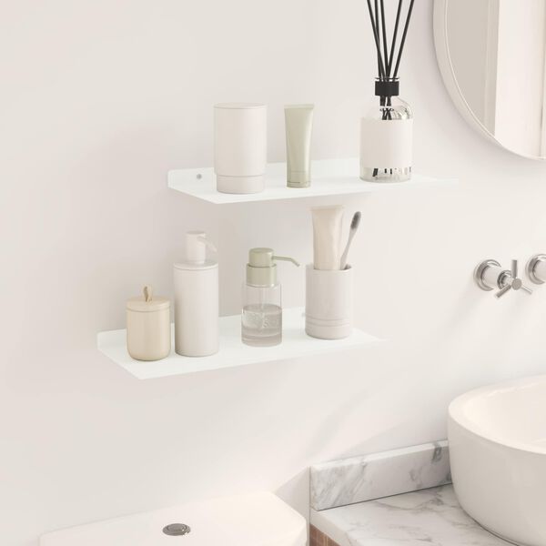 vidaXL Prateleira Flutuante 2 pcs Branco 40 x 18 x 2,5 cm A&ccedil;o