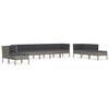 vidaXL 10 pcs conjunto lounge de jardim c/ almofad&otilde;es vime PE cinzento