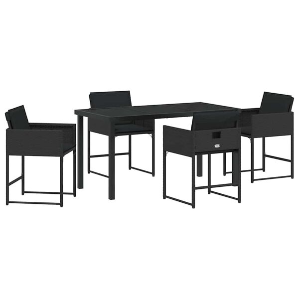 vidaXL Conjunto de Jantar para Jardim 5 pcs Preto vime PE