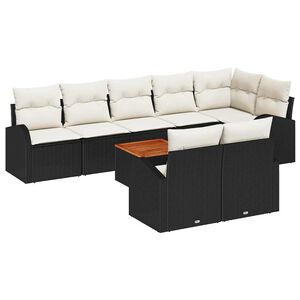 vidaXL Conjunto de Sof&aacute; de Jardim 9 unid. Preto e Creme vime PE