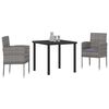 vidaXL Conjunto de Jantar para Jardim 3 pcs Cinzeto vime PE