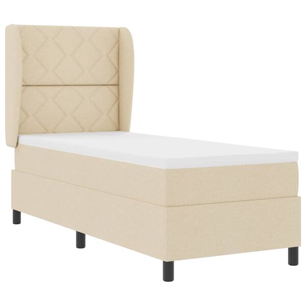 vidaXL Cama Box com colch&atilde;o com cabeceira Creme 80 x 200 cm tecido