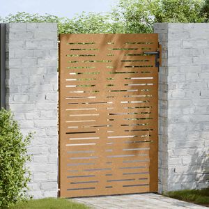 vidaXL Port&atilde;o de jardim 85x150 cm a&ccedil;o corten design quadrados