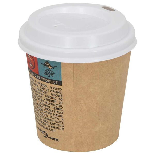 vidaXL Tampas para copos caf&eacute; papel &Oslash;60 mm 4oz 1000 un pl&aacute;stico branco