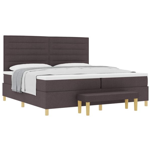vidaXL Cama Box com colch&atilde;o Castanho escuro 200 x 200 cm tecido