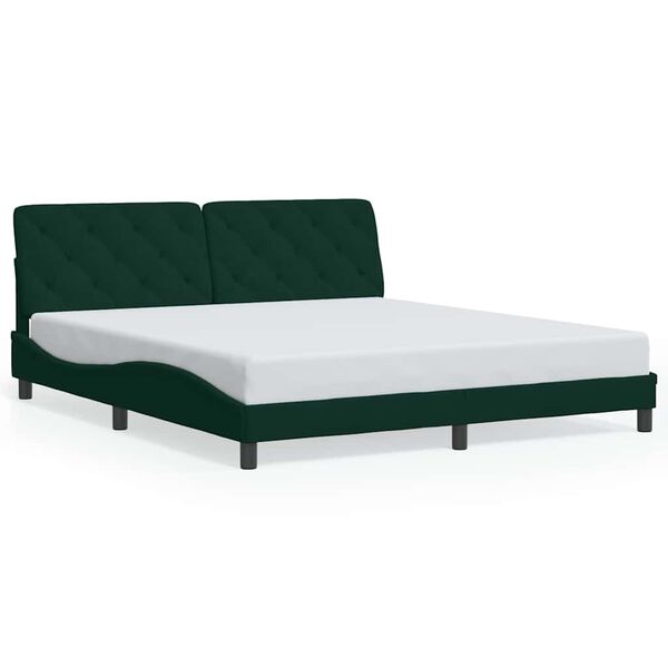 vidaXL Estrutura de cama sem colch&atilde;o 180x200 cm veludo verde-escuro
