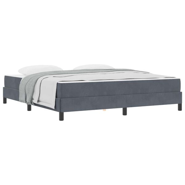 vidaXL Cama Box com colch&atilde;o Cinza Escuro 180 x 220 cm tecido
