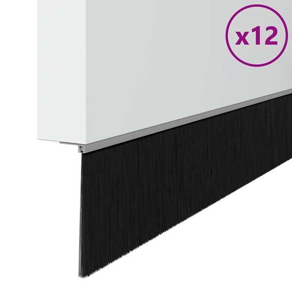 vidaXL Selos de Escovas para Porta com Parafuso 12 pcs Prateado 100 cm