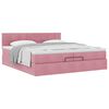 vidaXL Estrutura de cama otomana com colch&atilde;o 200x200 cm veludo rosa