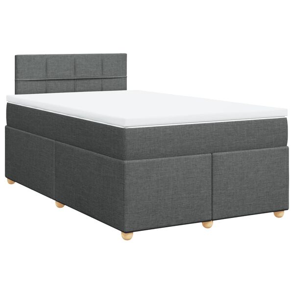 vidaXL Cama boxspring com colch&atilde;o 120x190 cm tecido cinzento-escuro