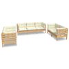 vidaXL 7 pcs conjunto lounge jardim c/ almofad&otilde;es creme pinho maci&ccedil;o