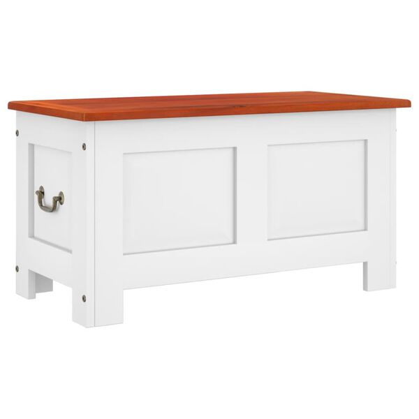 vidaXL Arca de arrumação c/ tampa acácia maciça castanho e branco