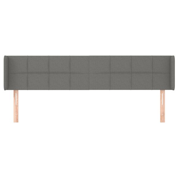 vidaXL Cabeceira de cama c/ abas tecido 163x16x78/88cm cinzento-escuro