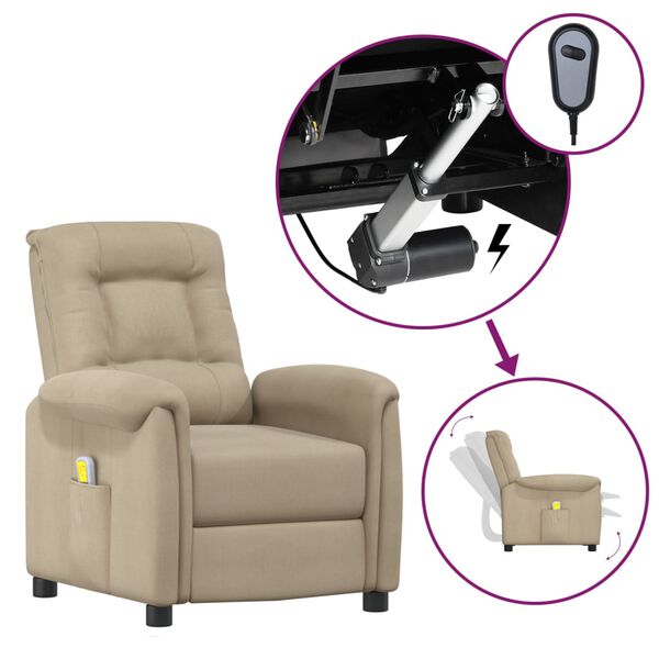 vidaXL Poltrona elevat&oacute;ria de massagens tecido microfibra cinza-claro