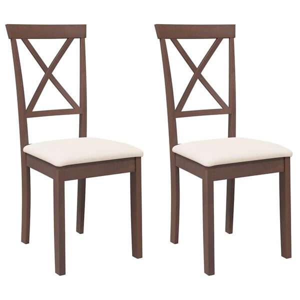 vidaXL Cadeiras de jantar com almofad&otilde;es 2 pcs madeira maci&ccedil;a castanho
