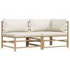 vidaXL 2 pcs conj. lounge p/ jardim em bambu c/ almofad&otilde;es branco nata
