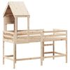 vidaXL Cama alta c/ escada e telhado 90x190 cm pinho maci&ccedil;o