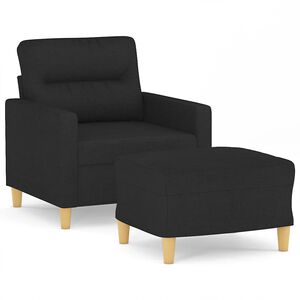 vidaXL Poltrona com apoio de p&eacute;s 60 cm tecido preto