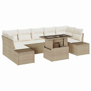 vidaXL Conjunto de Sof&aacute; de Jardim com almofada 8 pcs Bege e Creme