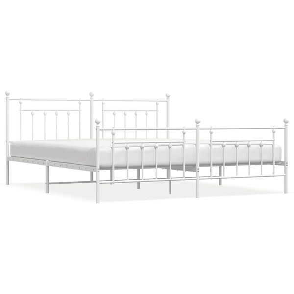 vidaXL Estrutura de cama com cabeceira e p&eacute;s 193x203 cm metal branco
