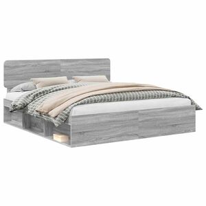 vidaXL Estrutura da Cama com cabeceira Cinza Sonoma 200 x 200 cm
