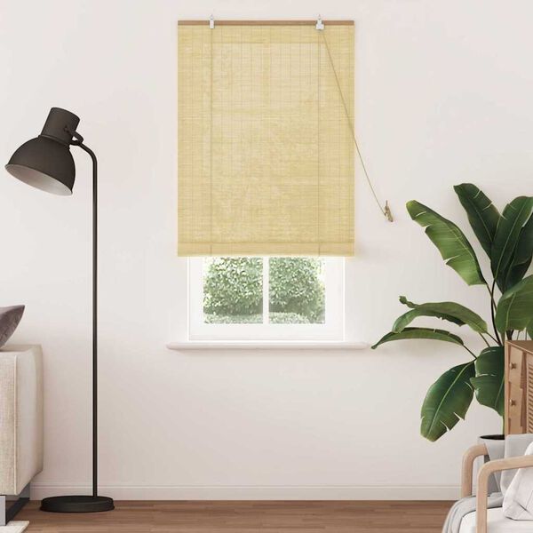 vidaXL Estores de rolo com cortinas Manual Natura 90 x 220 cm Bambu