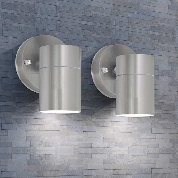 vidaXL Candeeiros LED parede exterior ilumina&ccedil;&atilde;o inf. 2 pcs a&ccedil;o inox.