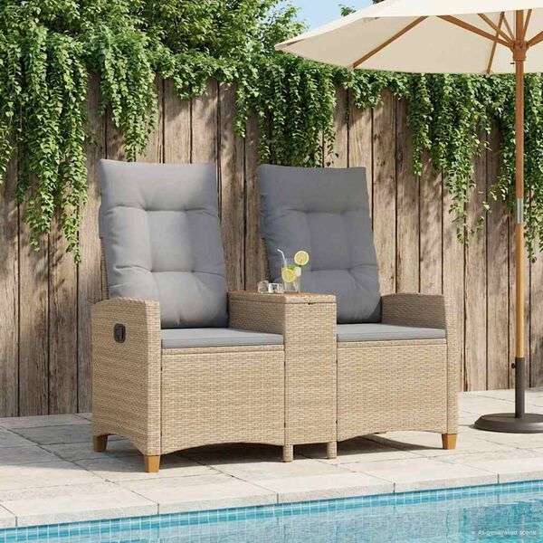 vidaXL Banco reclin&aacute;vel com mesa Bege e Cinza Claro 126 x 65 x 112 cm