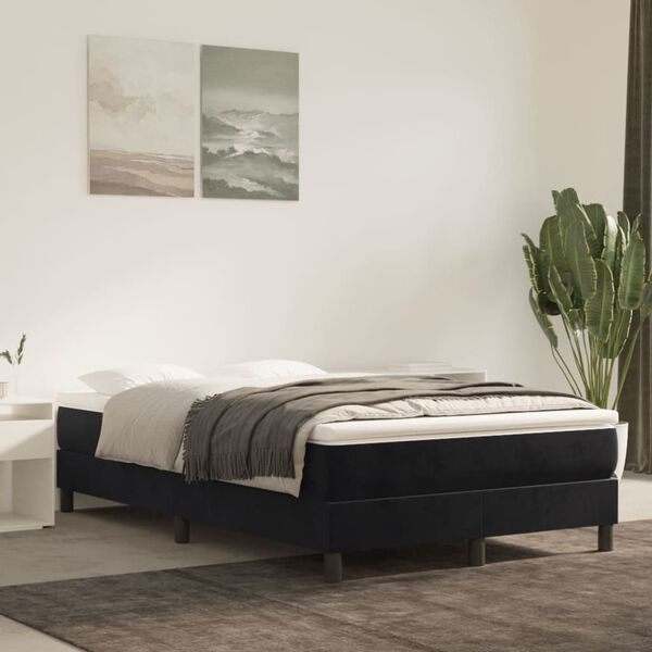 vidaXL Cama boxspring com colchão 120x200 cm veludo preto