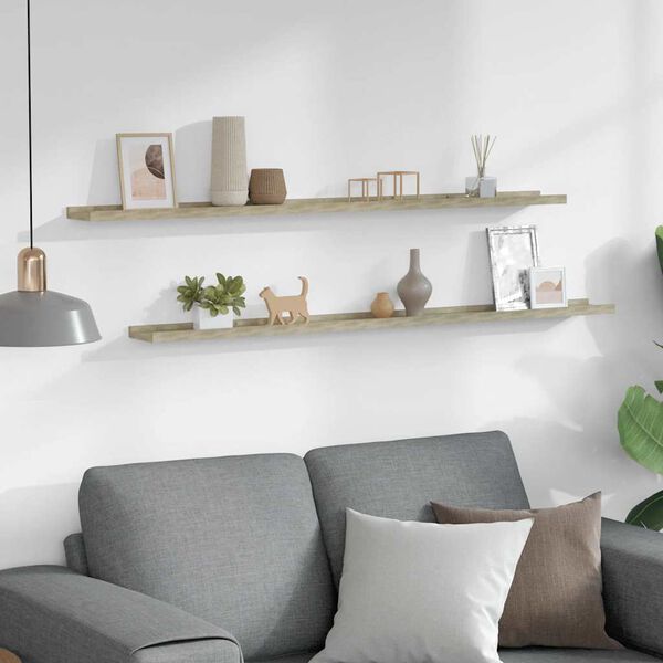 vidaXL Prateleiras de parede 2 pcs 115x9x3 cm carvalho sonoma