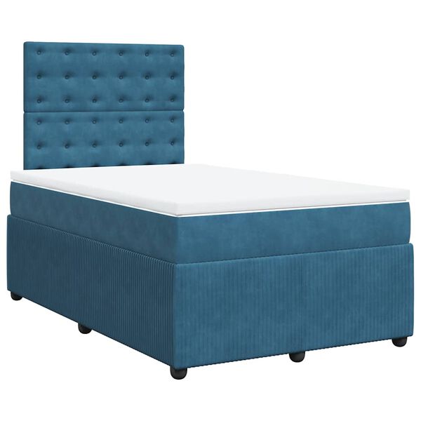 vidaXL Cama boxspring com colch&atilde;o 120x190 cm veludo azul-escuro