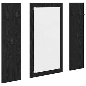 vidaXL Cabideiro de Parede com espelho Carvalho Preto 96 x 1,5 x 90 cm