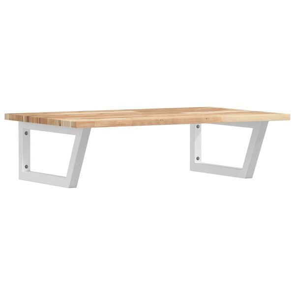 vidaXL Prateleira de parede p/ lavat&oacute;rio a&ccedil;o/madeira de ac&aacute;cia maci&ccedil;a