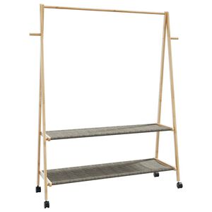 vidaXL Cabide com prateleiras e rodas 132x45,5x155,5 cm bambu