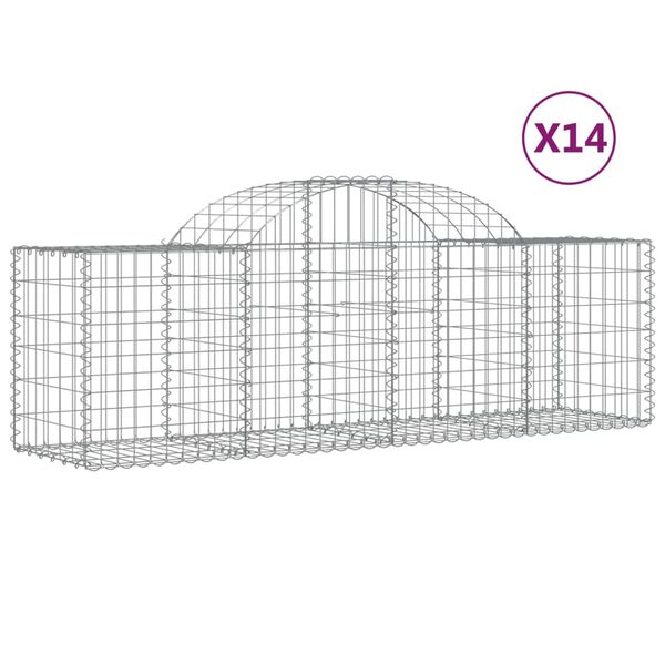 vidaXL Cestos gabião arqueados 14pcs 200x50x60/80 cm ferro galvanizado