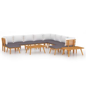 vidaXL 12 pcs conjunto lounge de jardim c/ almofad&otilde;es ac&aacute;cia maci&ccedil;a