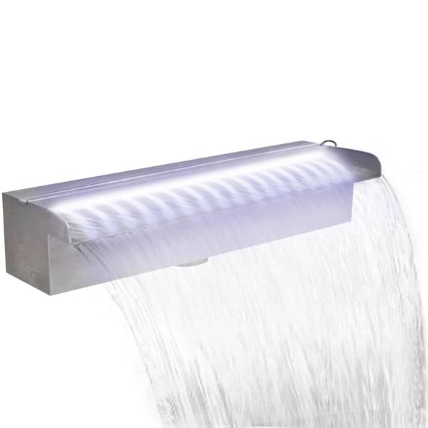 vidaXL Fonte para piscina retangular com LEDs 45 cm a&ccedil;o inoxid&aacute;vel