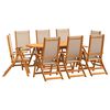 vidaXL 9 pcs conjunto de jantar para jardim ac&aacute;cia maci&ccedil;a e textilene