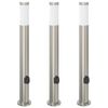 vidaXL Conjunto de 3 postes de ilumina&ccedil;&atilde;o com tomada, 80 cm, a&ccedil;o inoxid&aacute;vel, IP44