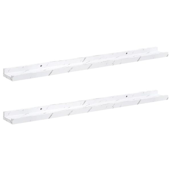 vidaXL Prateleira de Parede 2 pcs M&aacute;rmore Branco 80 x 9 x 3 cm