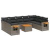 vidaXL 10 pcs conjunto sof&aacute;s de jardim c/ almofad&otilde;es vime PE cinzento