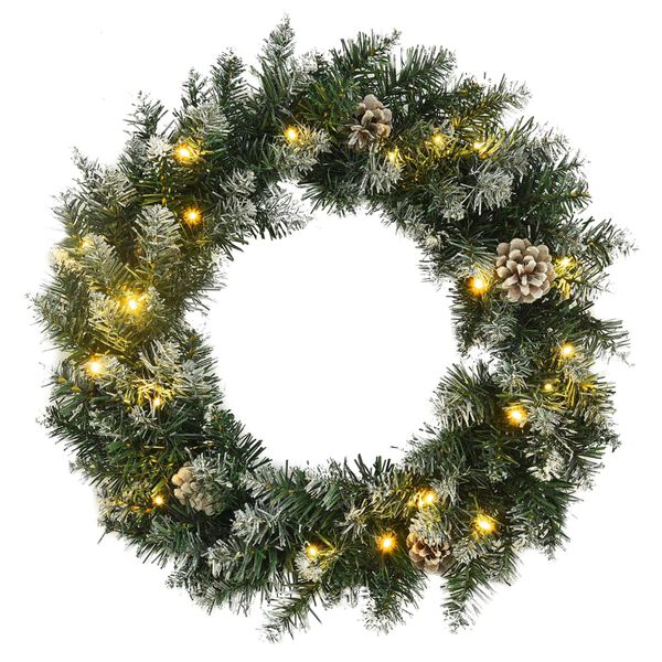 vidaXL Grinalda de Natal com luzes LED 45 cm PVC verde