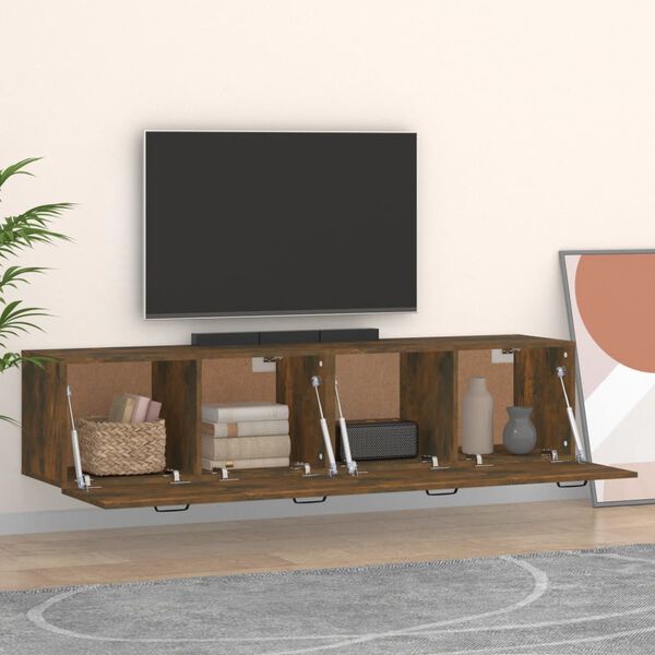 vidaXL Arm&aacute;rios parede 2pcs 60x36,5x35 cm derivados madeira fumado